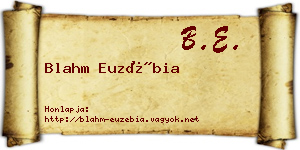 Blahm Euzébia névjegykártya